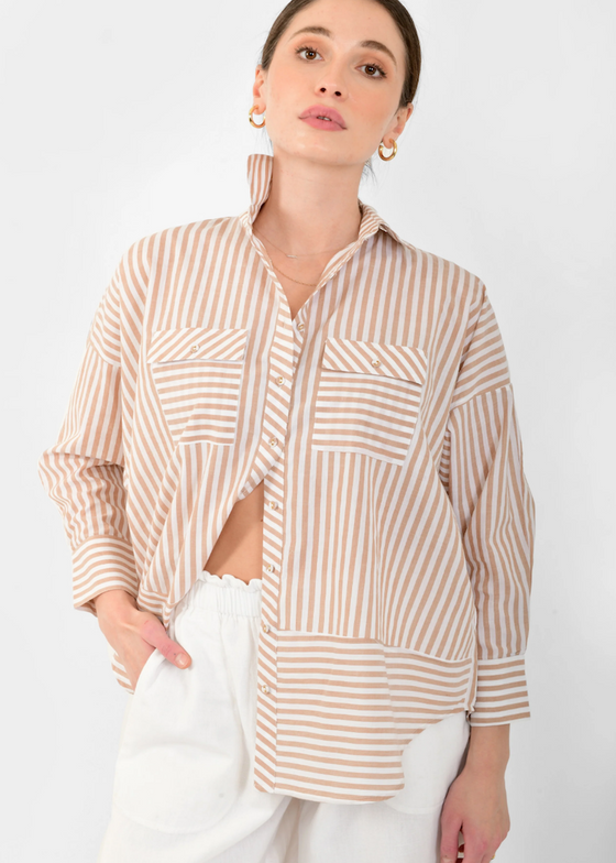 Mirth | Kyoto Blouse | Bronze Stripe