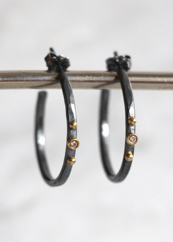 Nikki Nation | Oxidized Silver + 18kg Vega Hoops