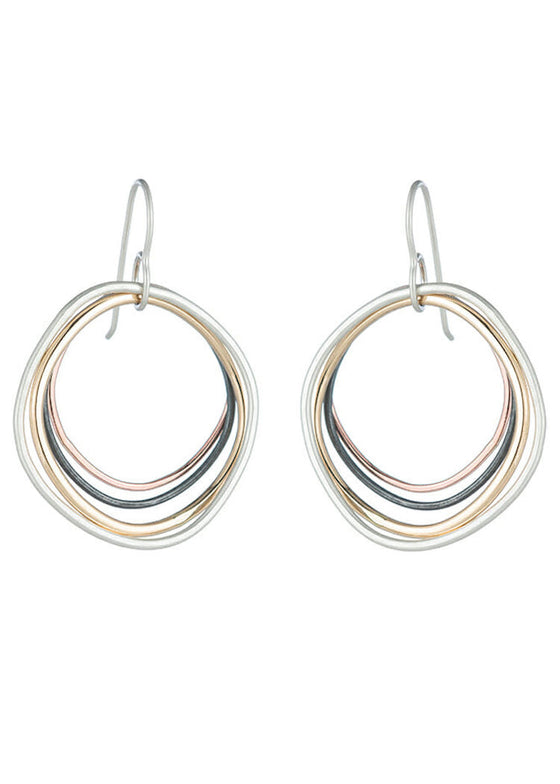 Colleen Mauer | Multi Square Hoop Earrings | Rose & Yellow Gold + Sterling Silver + Black Silver