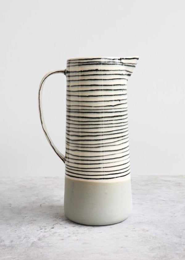 Elizabeth Benotti Ceramics | Striped Pitcher | Sage