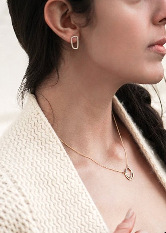 Colleen Mauer | Rectangle Stud Earrings | Gold