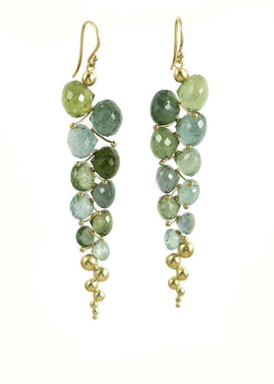 Rachel Atherley | Large Caviar Earring in 14k Gold + Moss Aquamarine