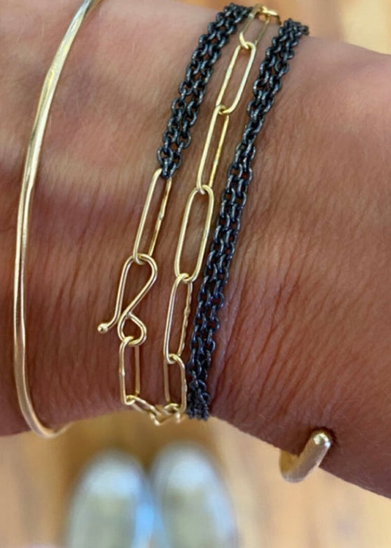 Sarah McGuire | Fifty Fifty Necklace | 18k OX SS