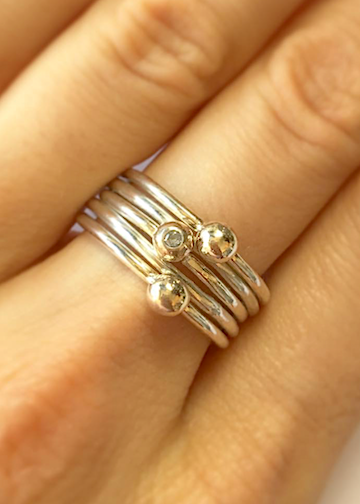 Heorth | Spotlight Ring | Sterling Silver Matte Finish + Diamond