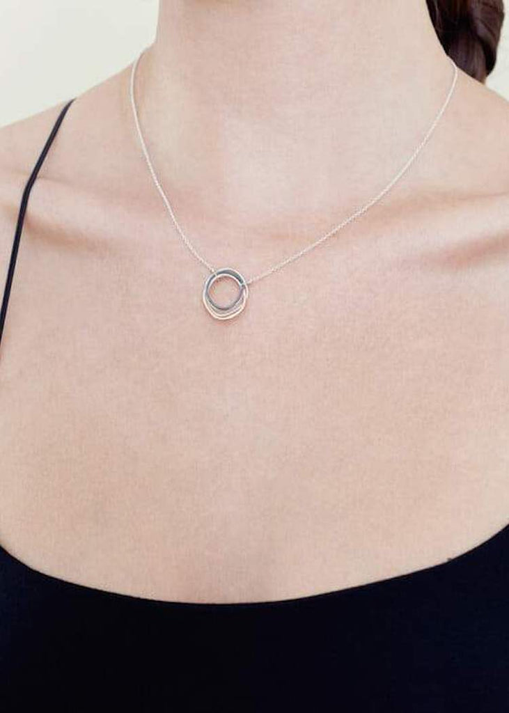 Colleen Mauer | Tri-Toned Rounded Square Necklace