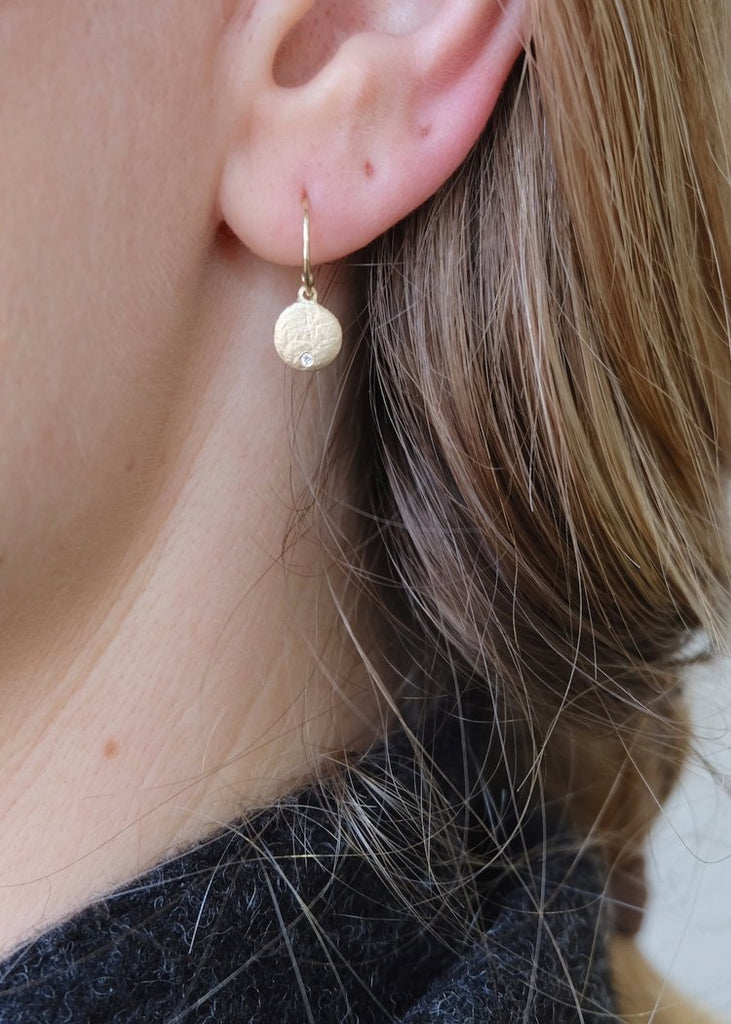 Victoria Cunningham | 14k Gold + Diamond Disc Earrings