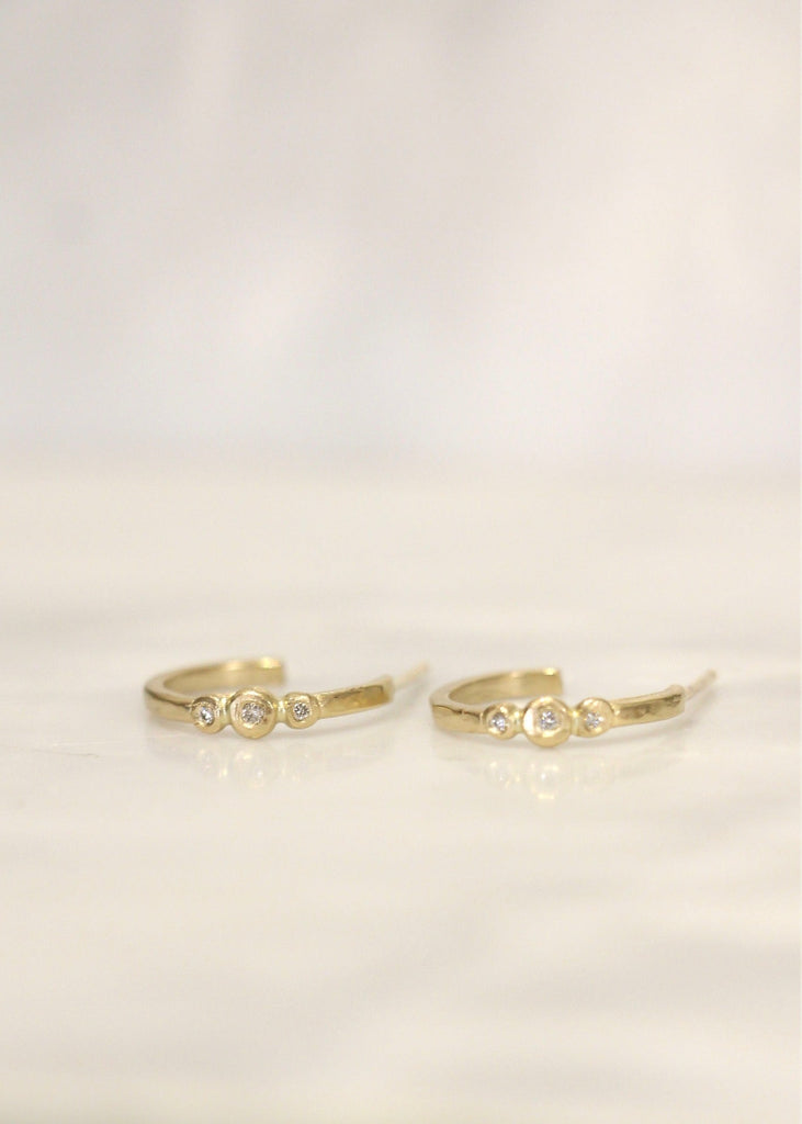 Victoria Cunningham | 14k Gold Hoop with 3 Diamonds