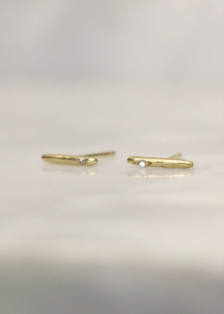 Victoria Cunningham | 14k Tiny Stick Earrings with Diamond