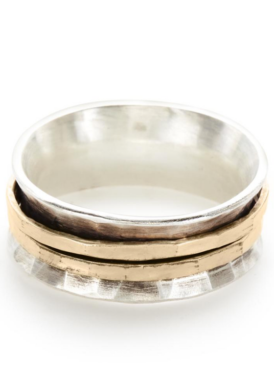 Hammered Band | Sterling Silver + Gold-Filled