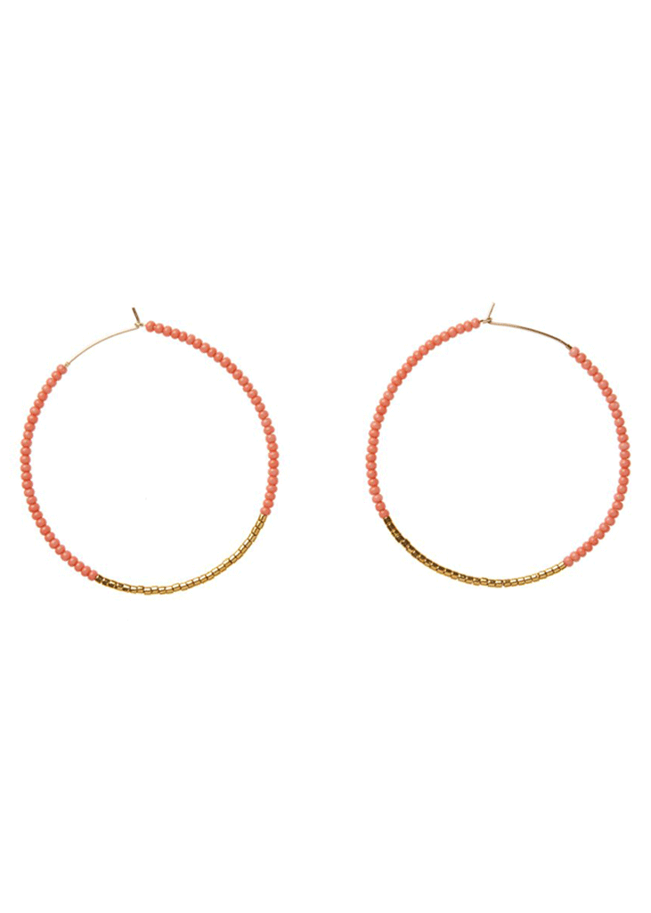 Sidai Designs | Large Hoop Earrings - Salmon/Gold