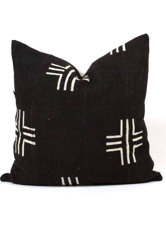 Black Cross Mudcloth Pillow 