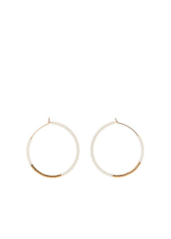 Sidai Designs | Small Hoop Earrings - White/Gold