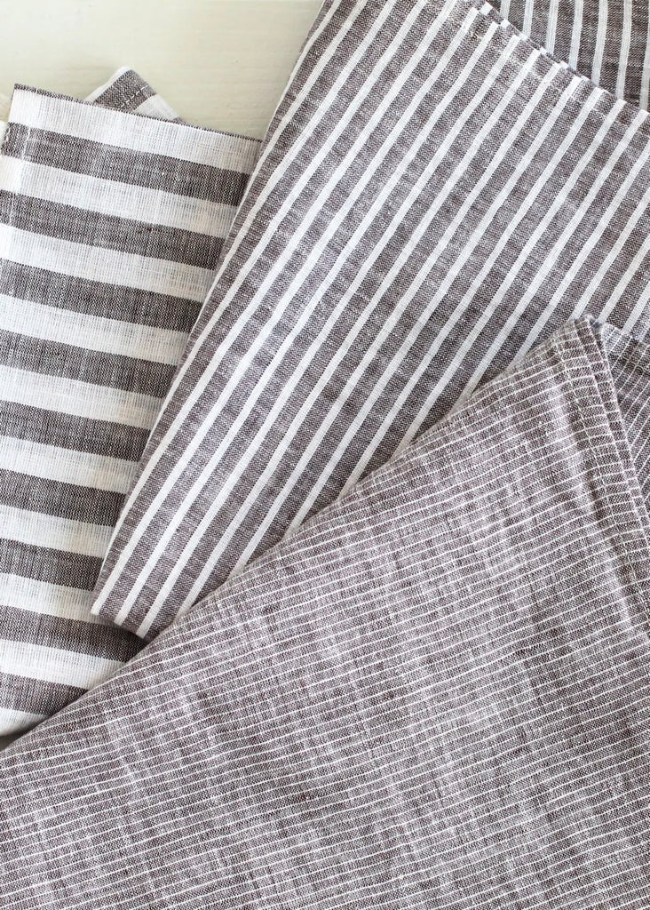 Linen Tea Towel | Brown Stripe