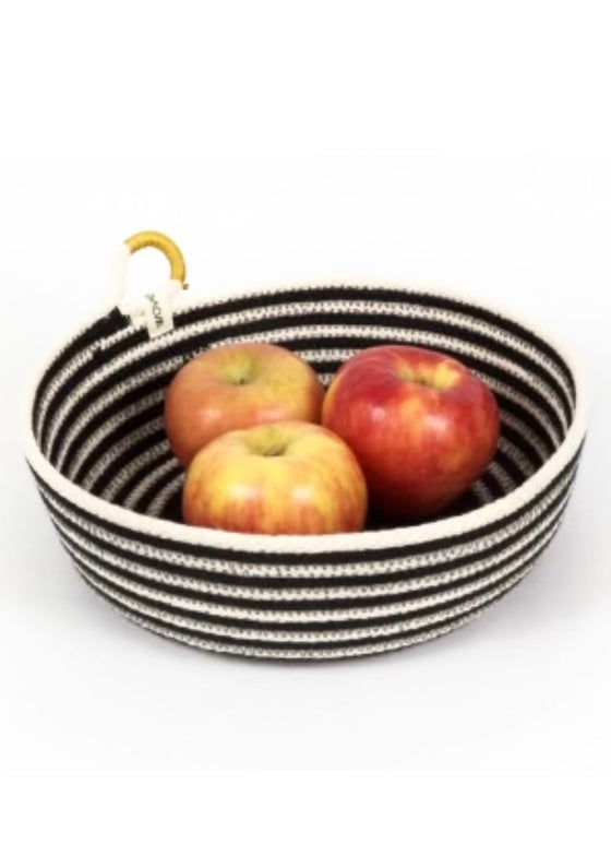 Woven Grey | Striped Table Basket