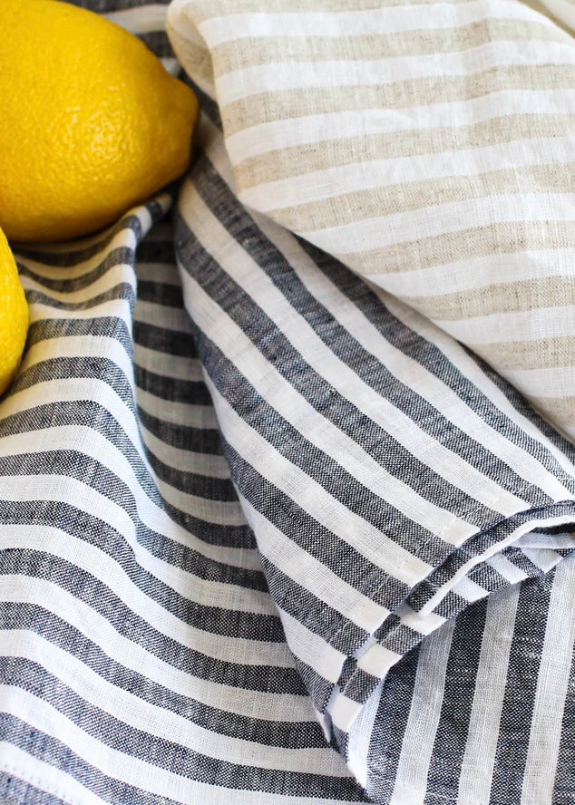 Striped Linen Tea Towel | Natural Large Stripe