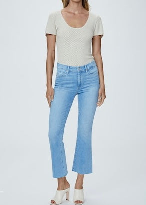Paige Denim | Colette Crop Flare in Sky Touch Distressed