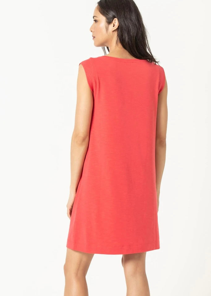 Lilla P | Ribbed Cap Sleeve Dress Azalea