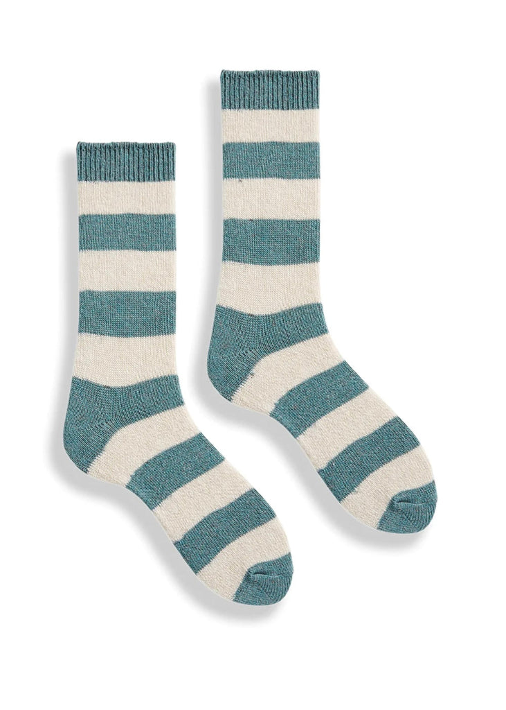 Rugby Stripe Wool Cashmere Crew Socks