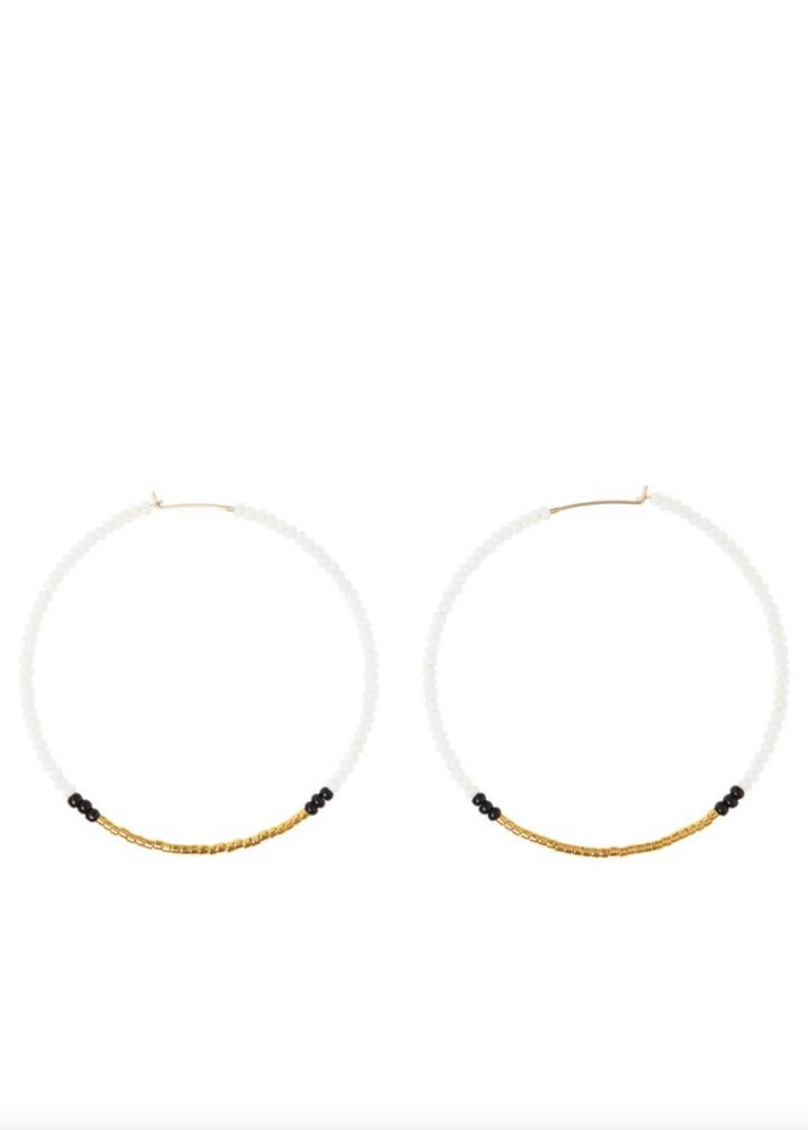 Sidai Designs | Large Hoop Earrings - White/Gold/Black