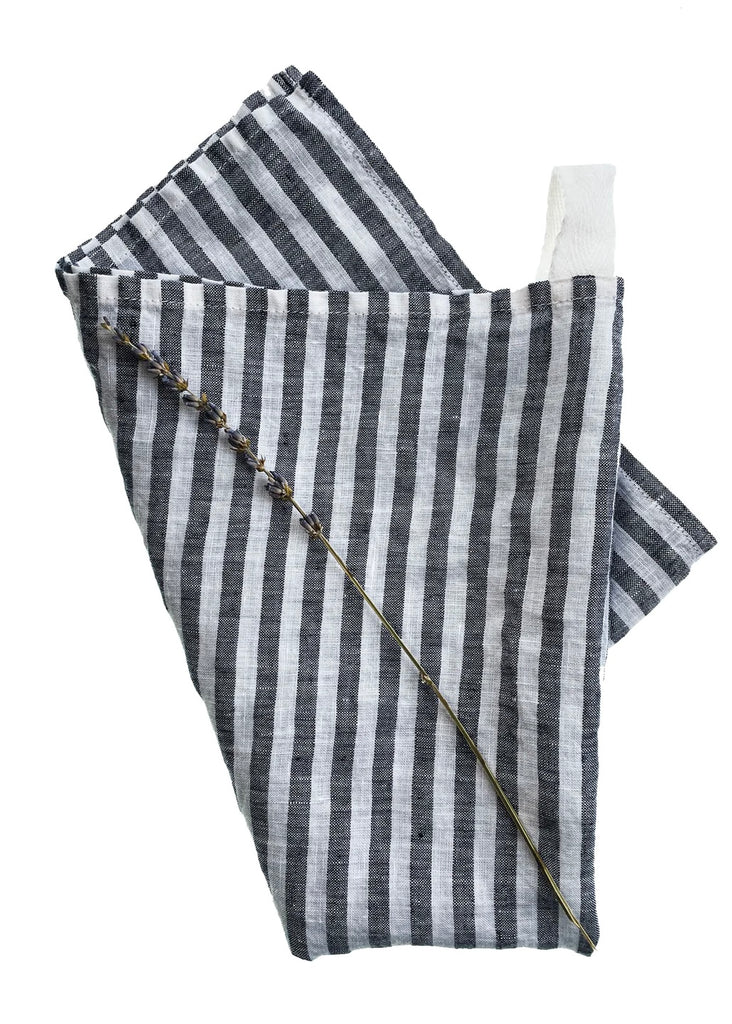 Striped Linen Tea Towel | Black Large Stripe