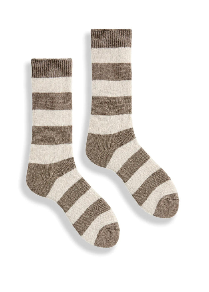 Rugby Stripe Wool Cashmere Crew Socks