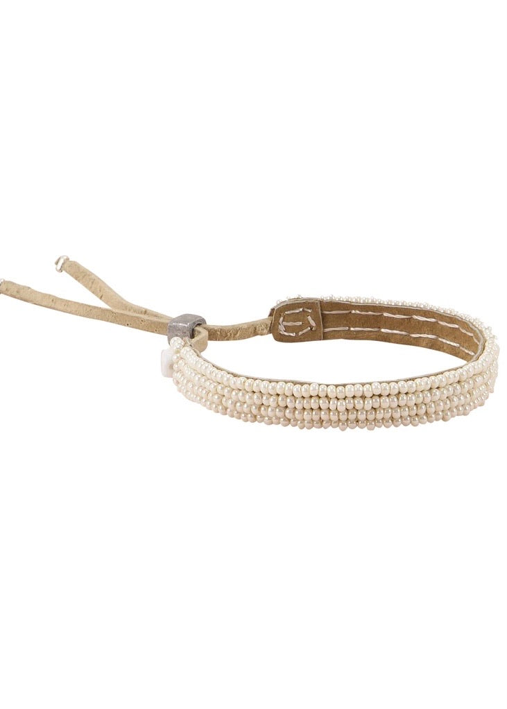 Sidai Designs | Adjustable Leather Bracelet - Pearl