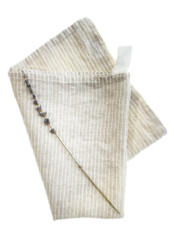 Striped Linen Tea Towel | Natural Narrow Stripe