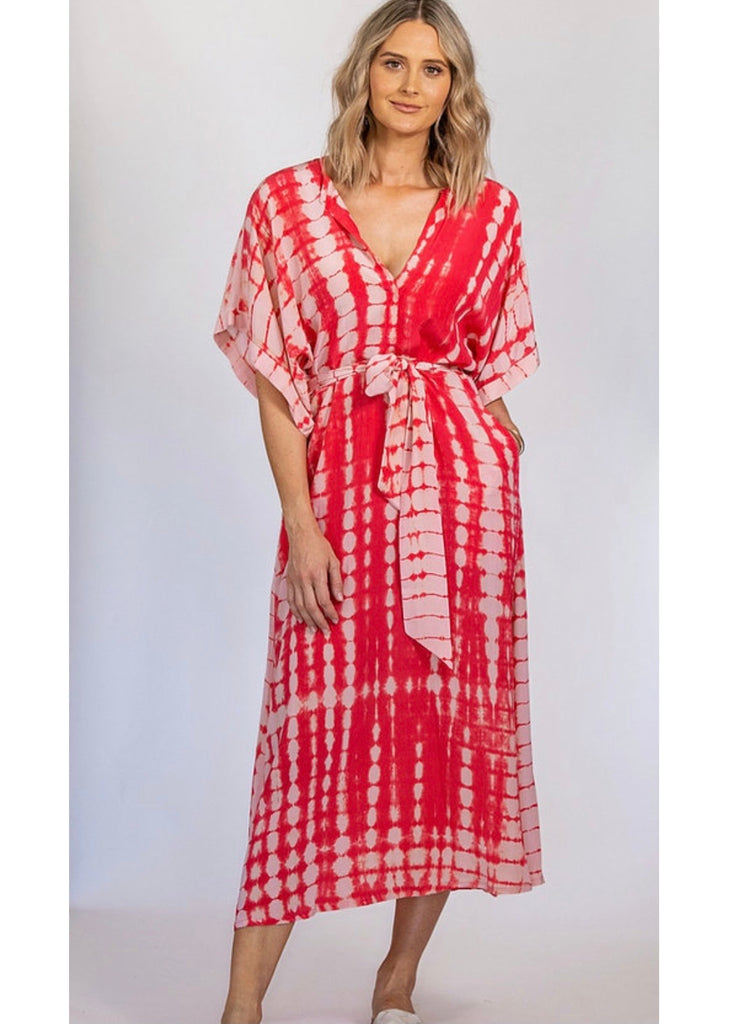Cassandra Harper | Kalifa Dress in Cherry Tie Dye Silk