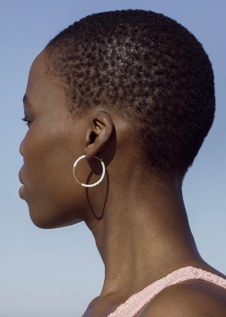 Sidai Designs | Small Hoop Earrings - White/Gold