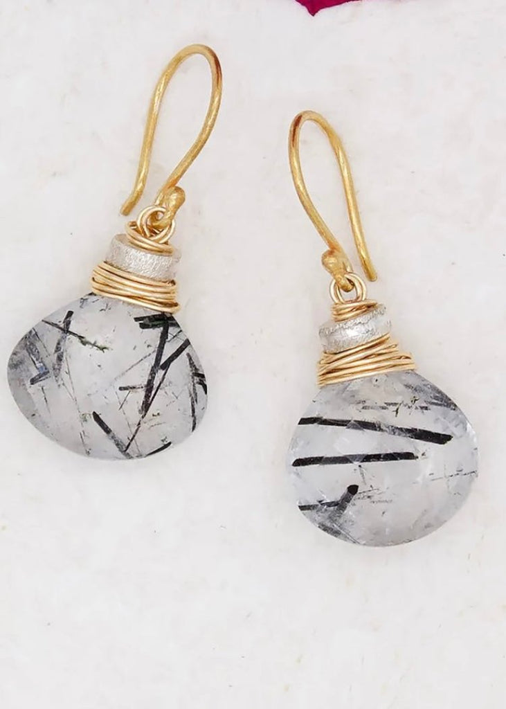 River Song | Black Tourmilated Quartz Earrings