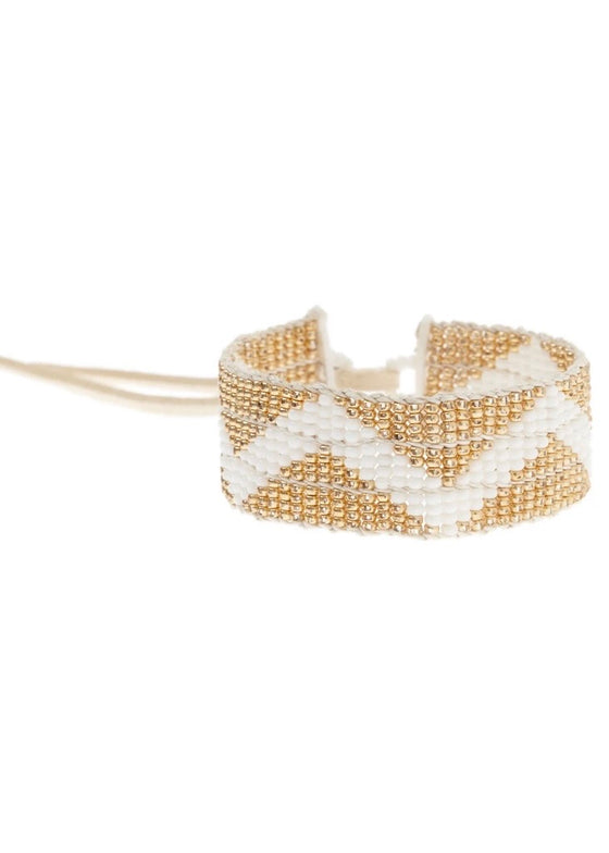 Sidai Designs | Narrow ZigZag Warrior Bracelet - White/Gold