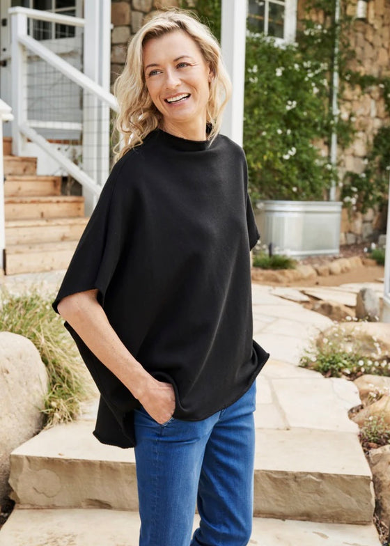 Frank & Eileen | Audrey Funnel Neck Capelet in Black
