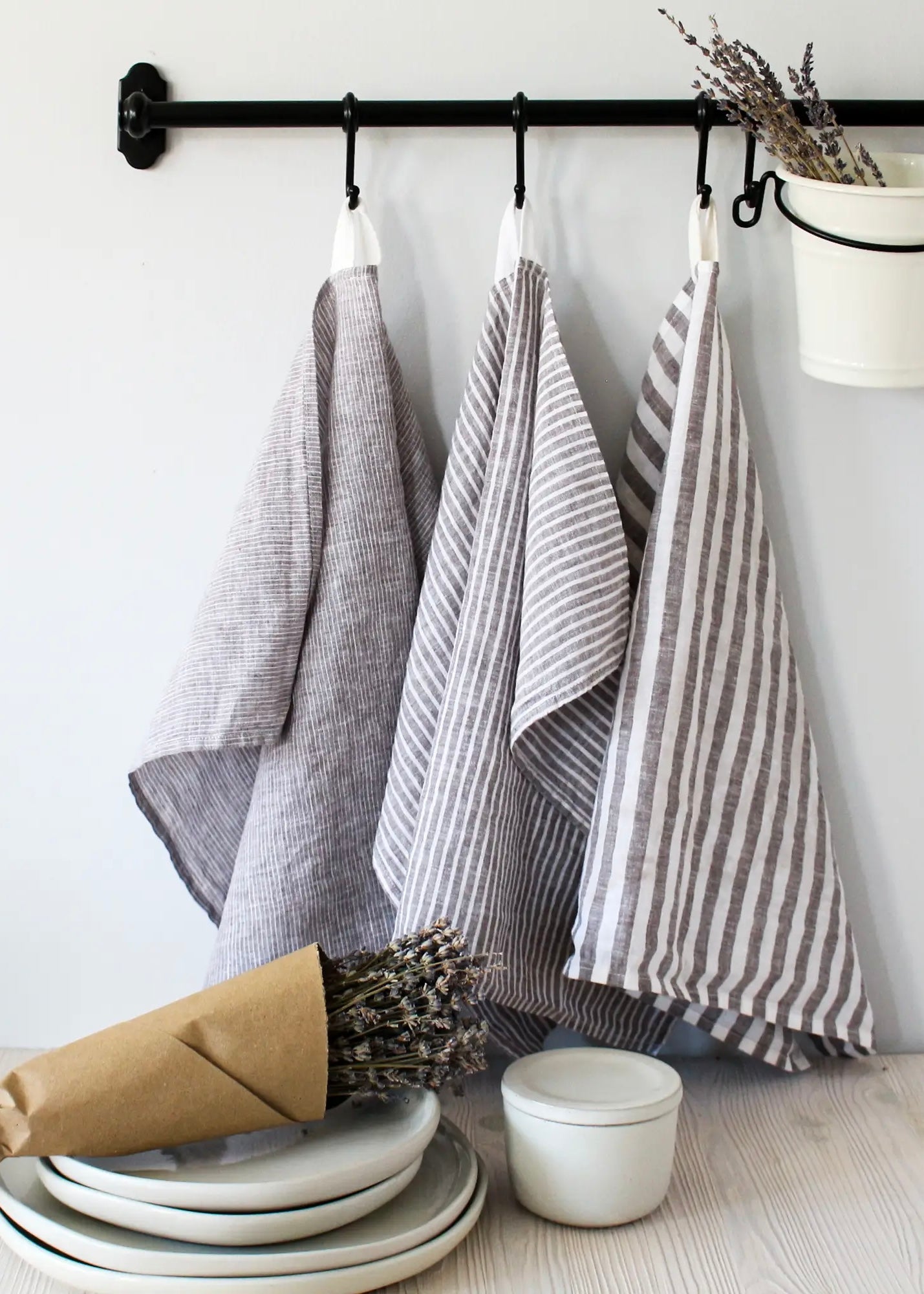 Linen Tea Towel  Brown Stripe - The Phoenix