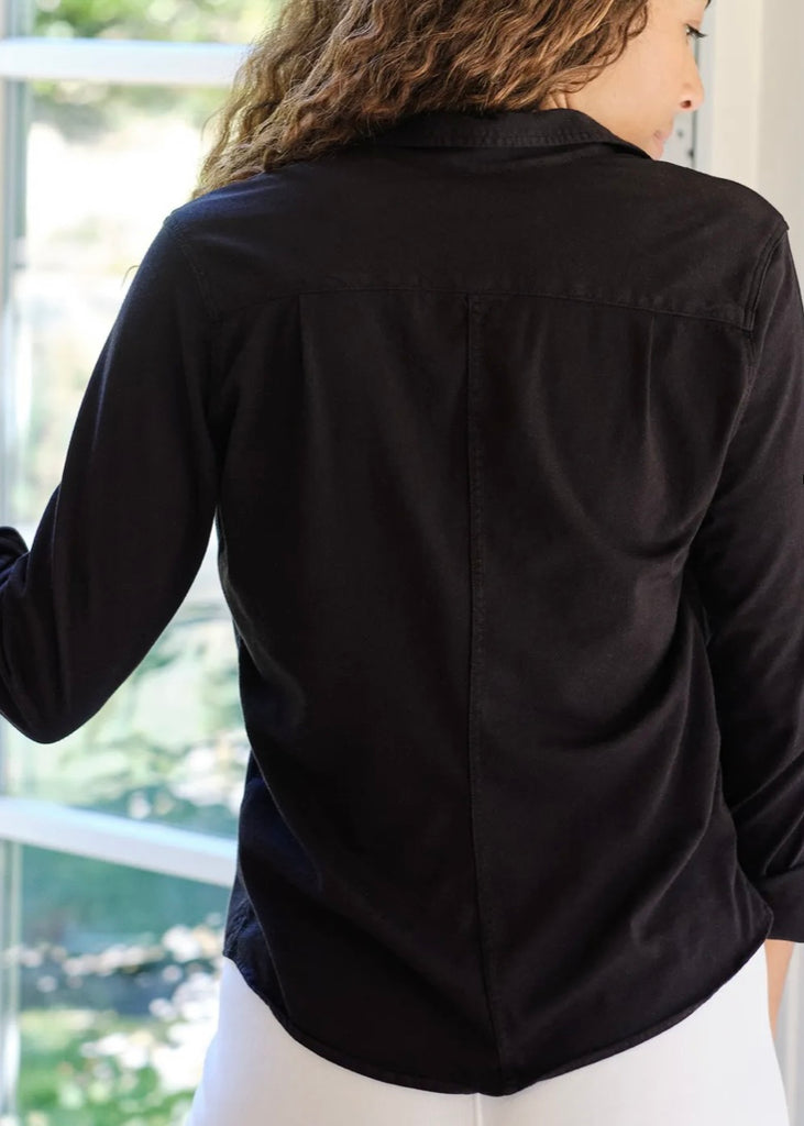 Frank & Eileen | Barry Luxe Jersey Button-Up Shirt - Black