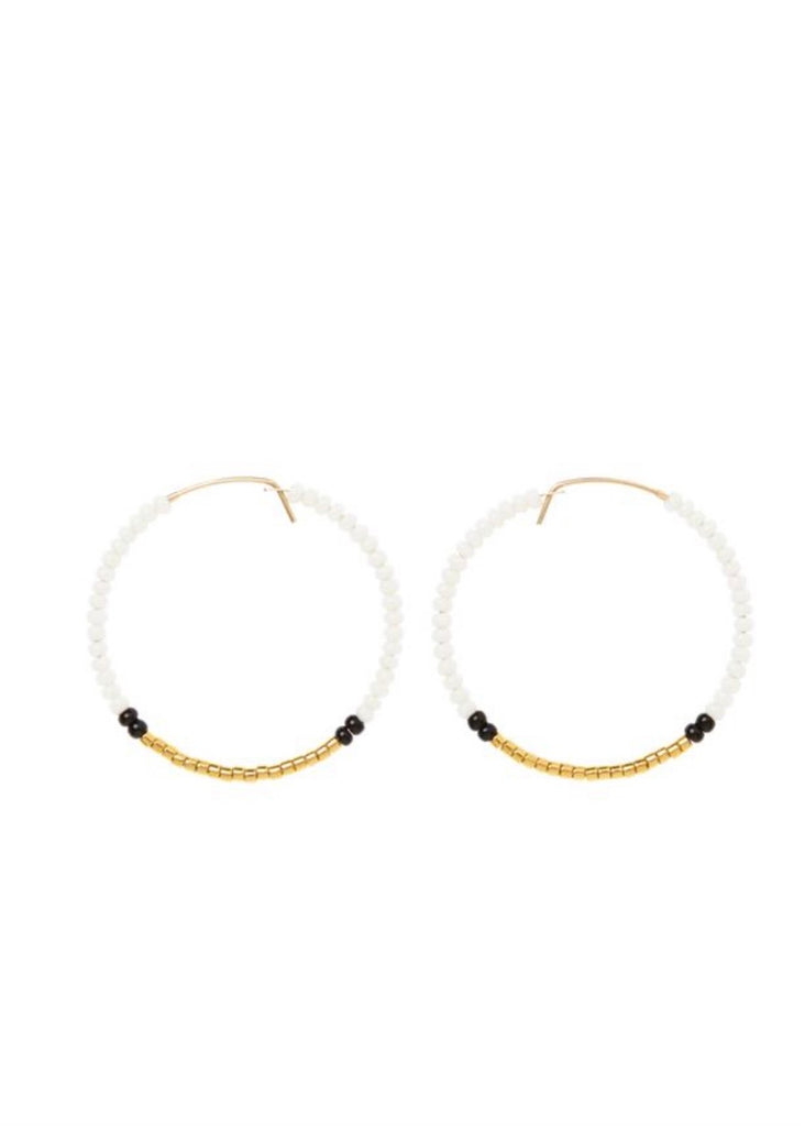 Sidai Designs | Small Hoop Earrings - White/Gold/Black