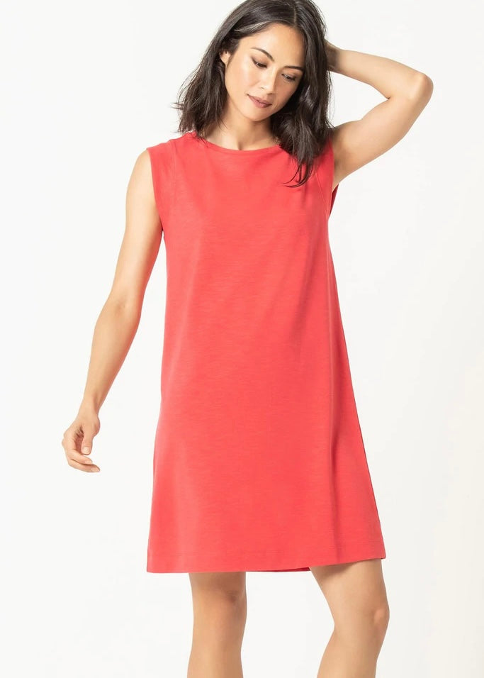 Lilla P | Ribbed Cap Sleeve Dress Azalea