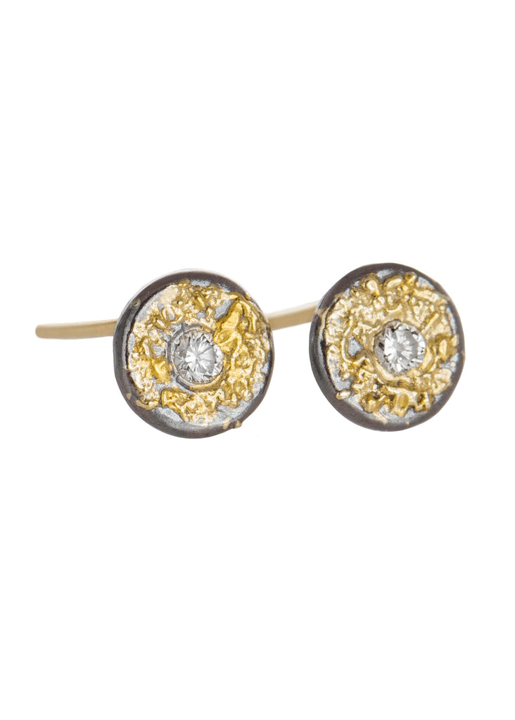 Kate Maller | Dusted Pebble Studs with Diamonds