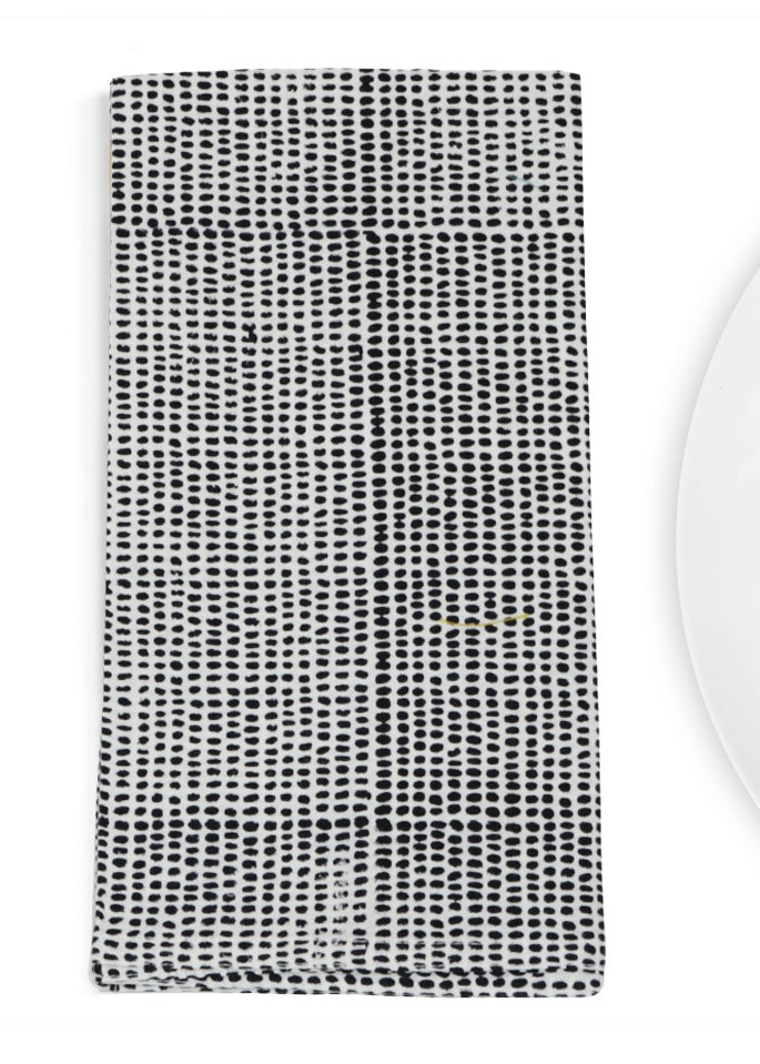 Black Tiny Dot | Block Printed Napkins S/4