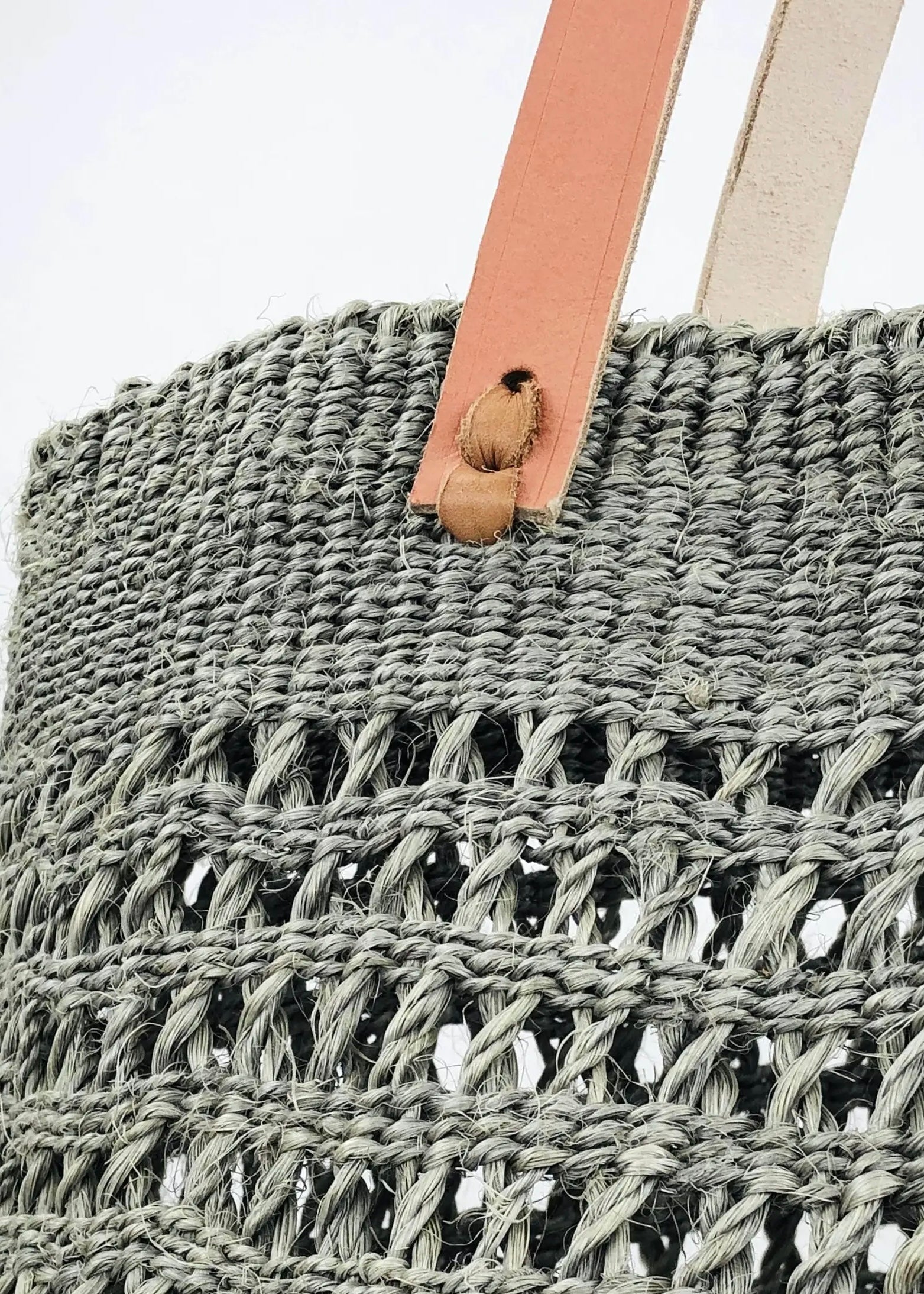 Handwoven lace grey sisal Kiondo shopper basket L