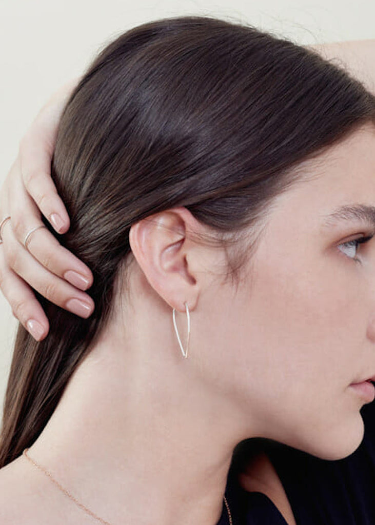 Colleen Mauer | Teardrop Pull-Through Earrings | Silver + Gold
